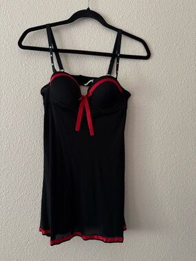 Victoria's Secret Black Chemise with Red Trim